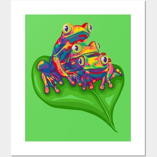 Three Rainbow Tree Frogs Posters and Art